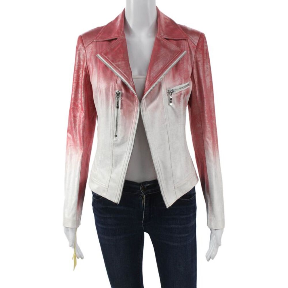 Insight Womens Biker Jacket Red Ombre Long Sleeve Size 6